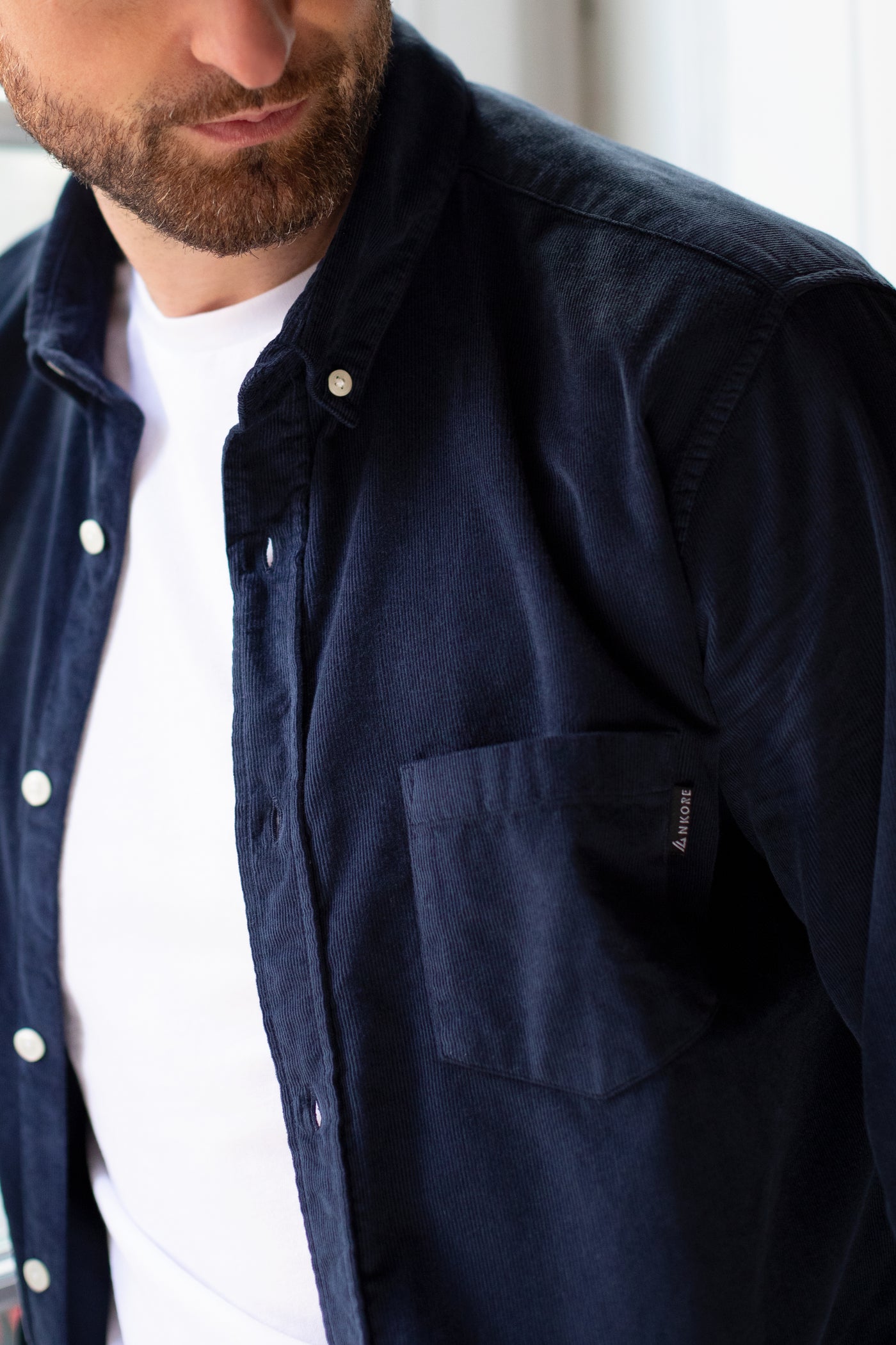 Chemise homme en velours bleu #couleur_bleu