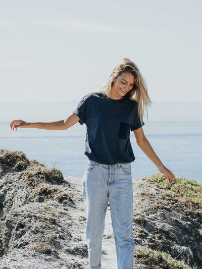 t-shirt femme éthique #couleur_bleu-avec-poche