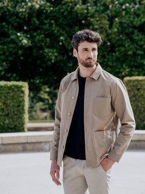 Veste workwear en coton de couleur beige